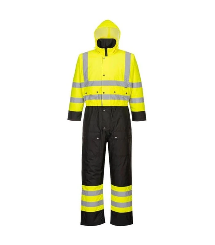Portwest S485 Waterproof Warm Hi-Vis Contrast Winter Coverall Yellow/Black, Medium