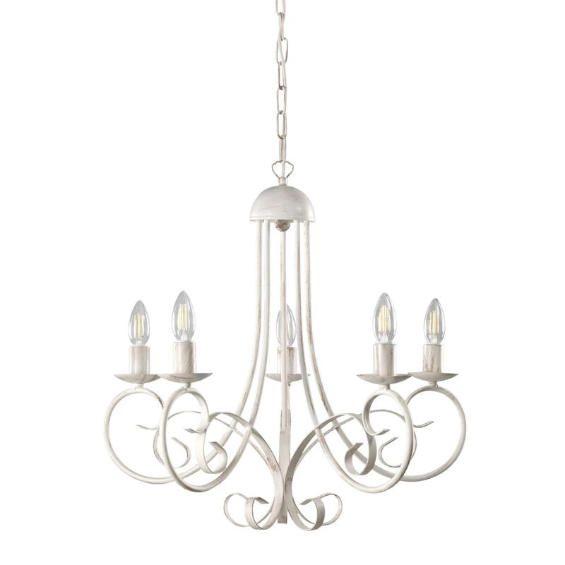 ONLI Pompei 5 Light Classic Elegant Chandelier Metal Frame White
