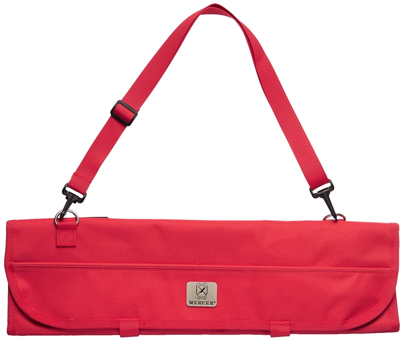 Mercer Culinary M30007RD 7-Pocket Red Knife Roll Storage Bag, Nylon