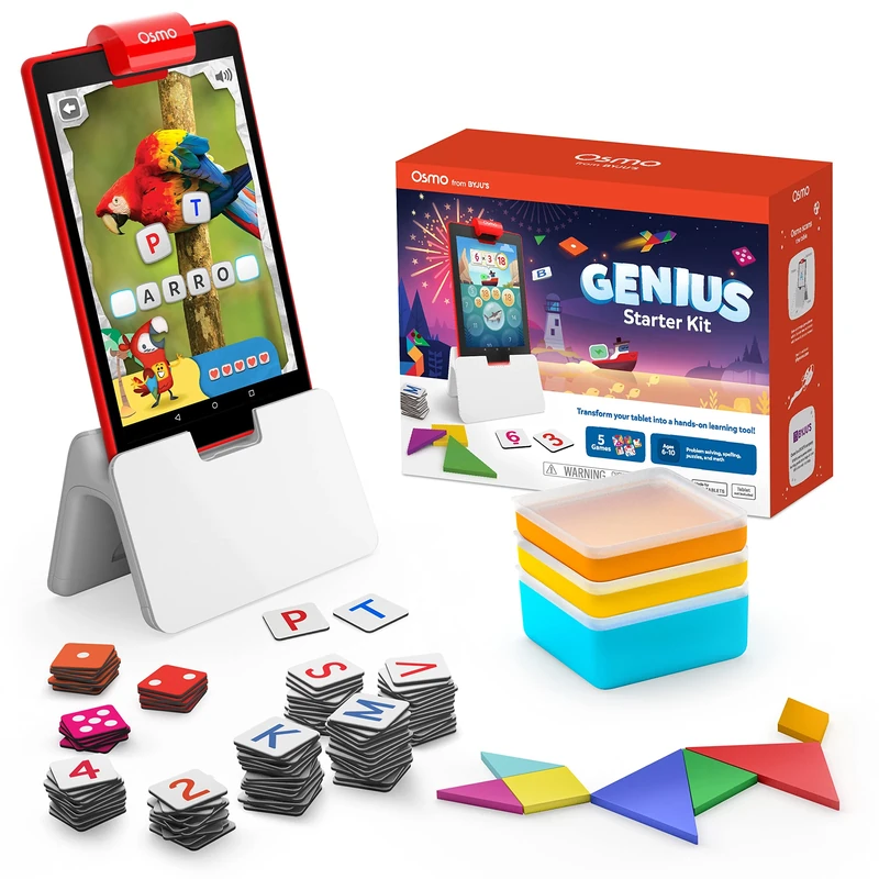 Osmo - Genius Starter Kit for Fire Tablet - 5 Educational Learning Games - Ages 6-10 - Spelling, Math, Creativity & More - STEM Toy - (Osmo Fire Tablet Base Included - Amazon Exclusive)