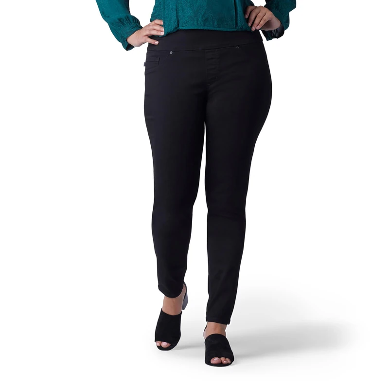 Lee Women's Plus Size Sculpting Slim Fit Skinny Leg Pull on Jean, Black, 26 Petite