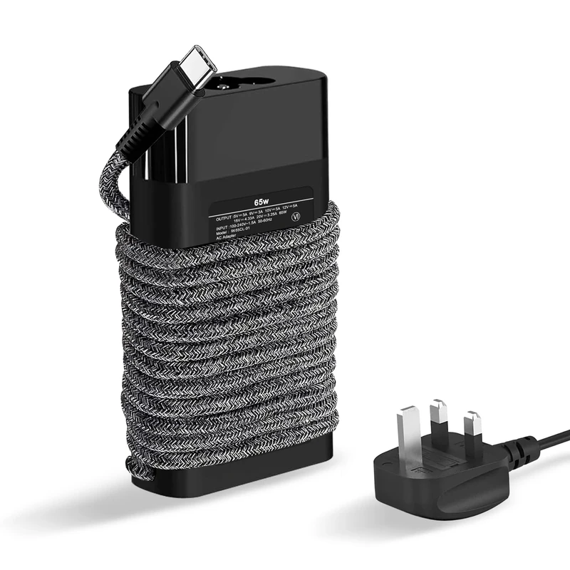 SiKER USB C Laptop Charger, 65W USB C Nylon Cable Fast Charger Compatible with HP Envy, Elitebook, Spectre, Chromebook, ProBook, Travel Type C notebook Power Cord Supply