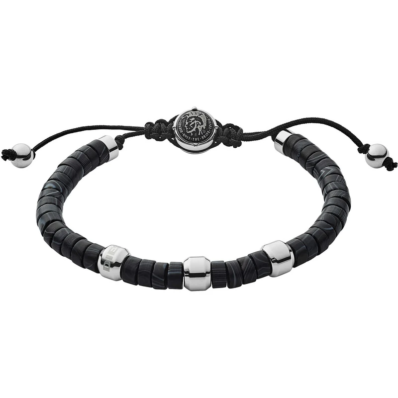 Diesel Bracelet for Men Beads, 16.5cm-25cm black Semi-Precious Bracelet, DX1121040