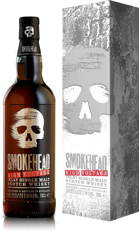 Smokehead High Voltage Islay Single Malt Scotch Whisky with Giftbox - 70cl | 58% ABV | Rich and Intensely Peated Single Malt Scottish Whisky