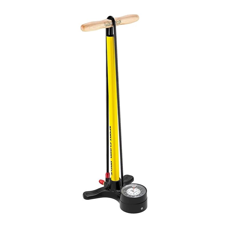 Lezyne Sport Floor Drive Pressure Gauge 3 Inch 5 Unisex Adult Foot Pump, Pure Yellow