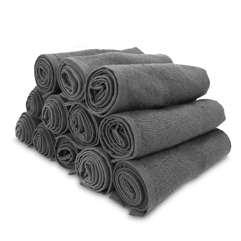 Arkwright Bleach Safe Salon Towel - (Pack of 12) 100% Ring Spun Cotton Super Soft, Lightweight, Quick Dry, Absorbent Hand Towels, Perfect for Spa, Facials, Gym, Cosmetology, 16 x 28 in, Charcoal