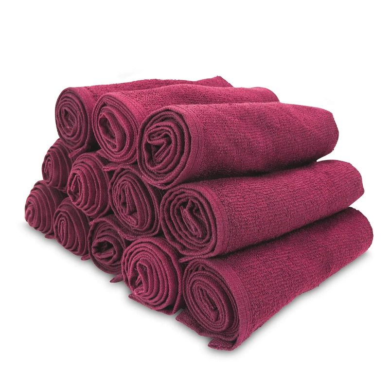 Arkwright Bleach Safe Sr. Salon Towels - (Pack of 12) 100% Ring Spun Cotton Super Soft, Lightweight, Quick Dry, Absorbent Hand Towel for Hotel, Spa, Cosmetology, 16 x 28 in, Burgundy