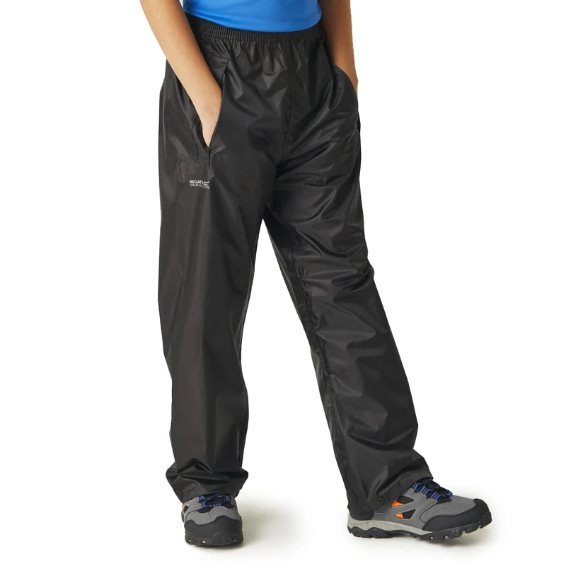 Regatta Kids Stormbreak Waterproof Over Trousers Taped Seams Black 13 Yrs