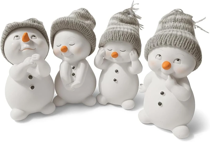 khevga Christmas decoration Decorative figures Snowman in a set of 4 dimensions ca. 6x6x11 cm - Image 1
