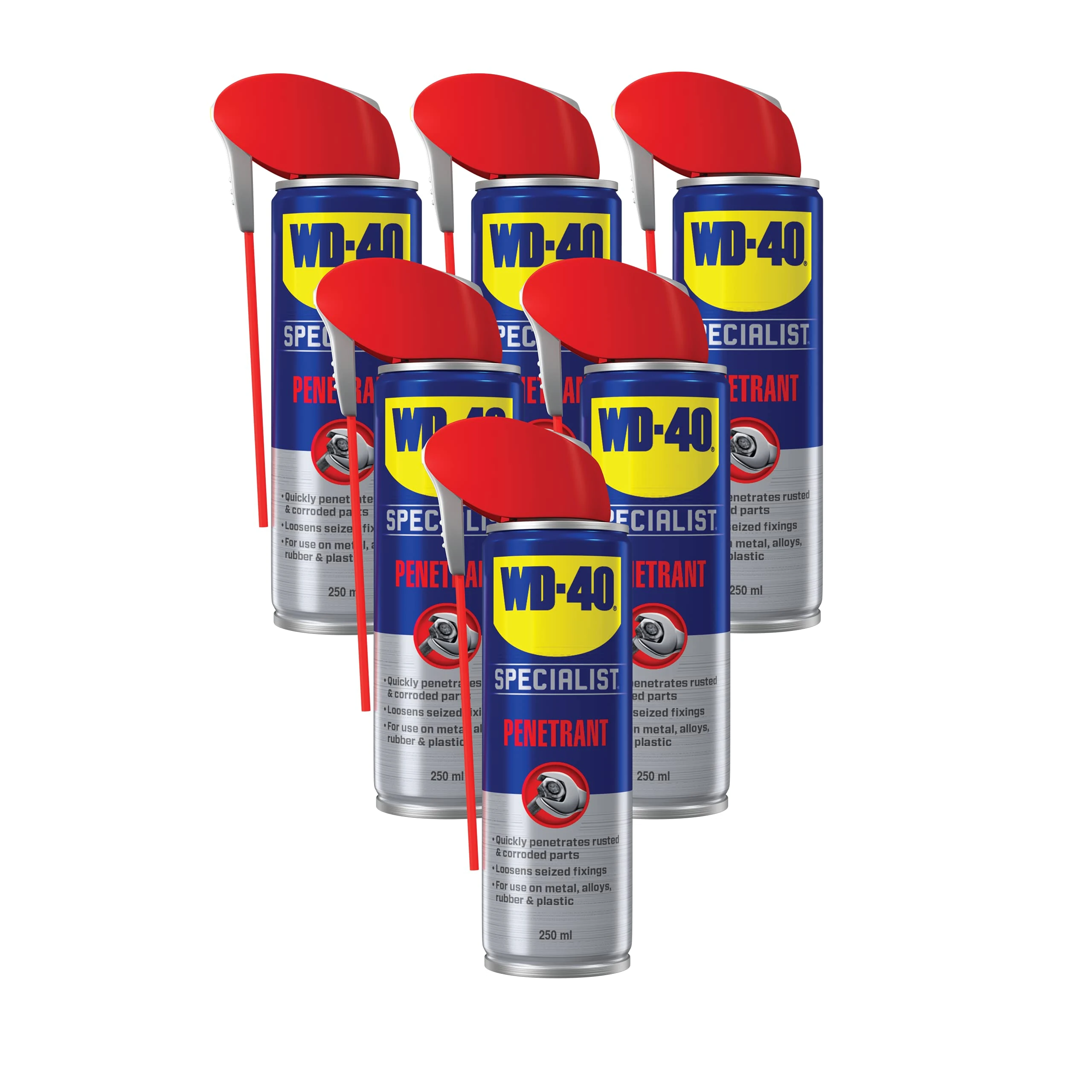 WD-40 Specialist Penetrant Spray 250ml x 6 pack - Professional-Grade Lubrication for Mechanics and Industrial Applications - Rust-Busting Formula