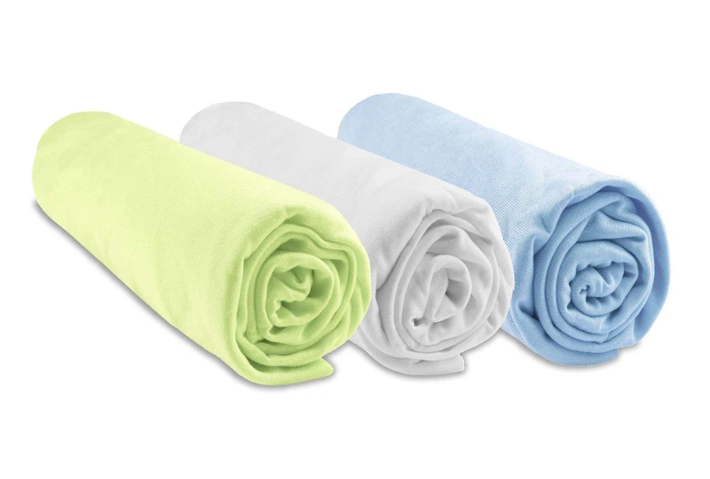 Fitted Sheets for Moses Basket 32 x 72 cm Oval | Sky White Lime Green | 100% Bamboo | Compatible with Oval Mattress for Moses Basket, Carrycot, Pram | Oeko Tex | Made in Europe - Image 1