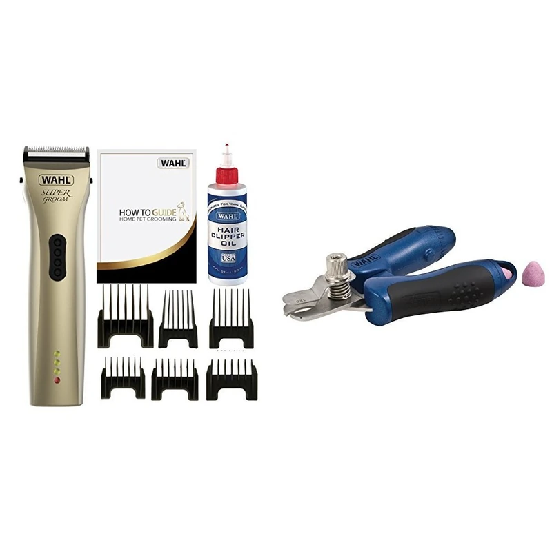 Wahl Premium Pet/Dog Cordless Grooming Set Super Groom Clipper and EZ Nail clipper and file
