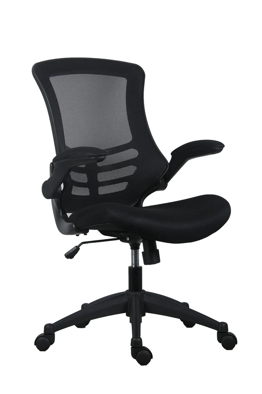 Office Hippo Mesh Operator Office Chair, Height & Tilt Adjustable Ergonomic Chair with Tension Control, Flip Up Arms, Computer Chair for Daily Use, Up to 115kg Weight, 5 Year Component Wty - Black