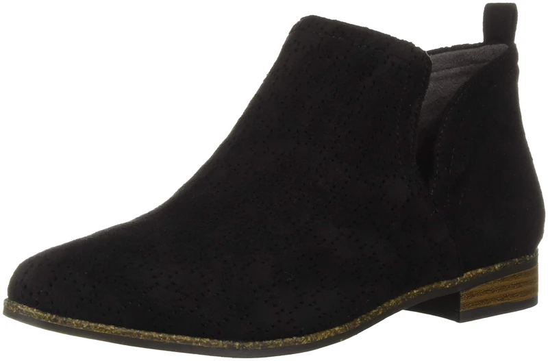 Dr. Scholl's Women's Rate Ankle Boot, Black Perforated Microfiber Suede, 6 UK