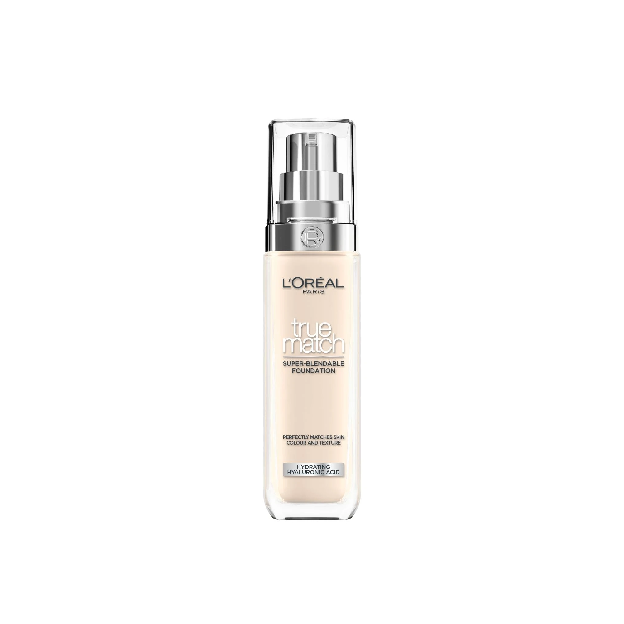 L'Oréal Paris Foundation for Face, Skincare Infused with Hyaluronic Acid, True Match Hydrating Liquid Foundation for All Skin Tones, SPF 16, 0.5C Porcelain Rose, 30 ml