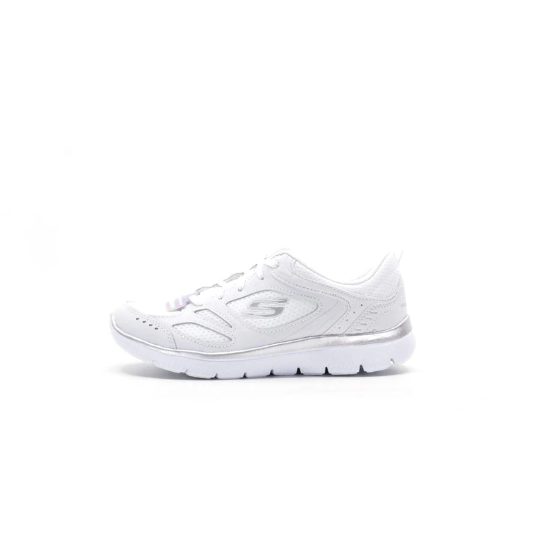 Skechers Women's Summits Suited Trainers, White Leather/Mesh/Duraleather/Silver Trim, 6 UK