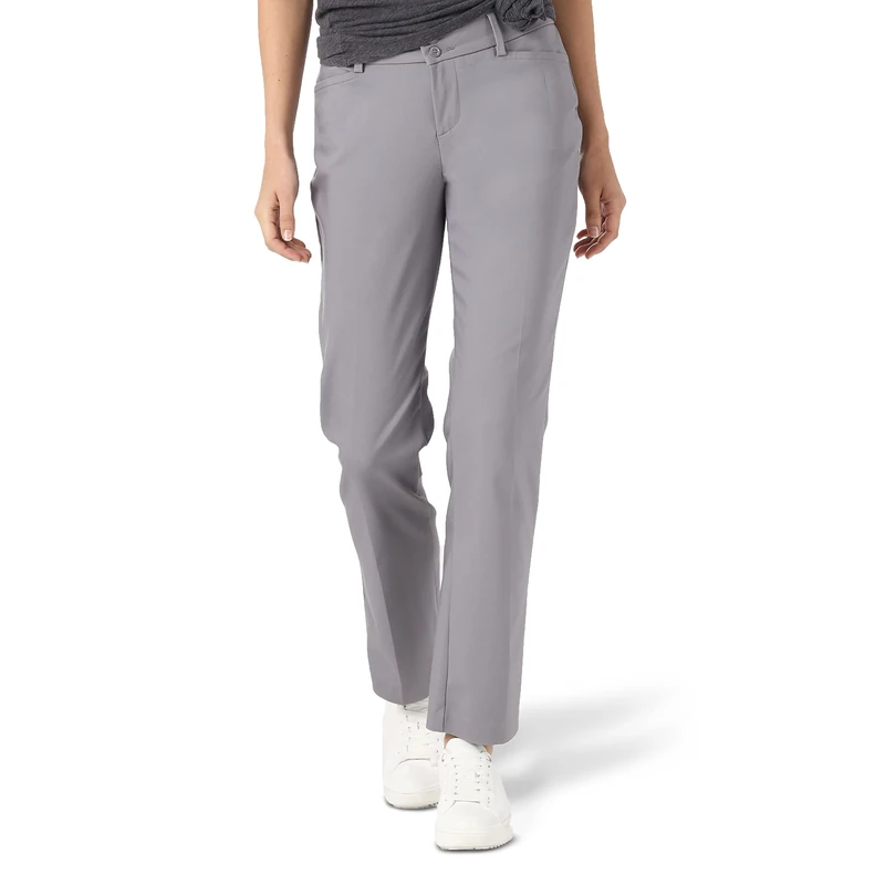 Lee Women's Secretly Shapes Straight Leg Pant, Boulder Gray, 8 US