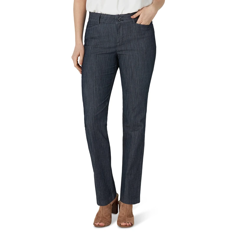 Lee Women's Secretly Shapes Straight Leg Pant, Nocturnal, 12 Short