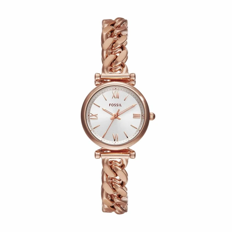 Fossil Watch for Women Carlie, Quartz Movement, 29 mm Rose Gold Stainless Steel Case with a Stainless Steel Strap, ES4433