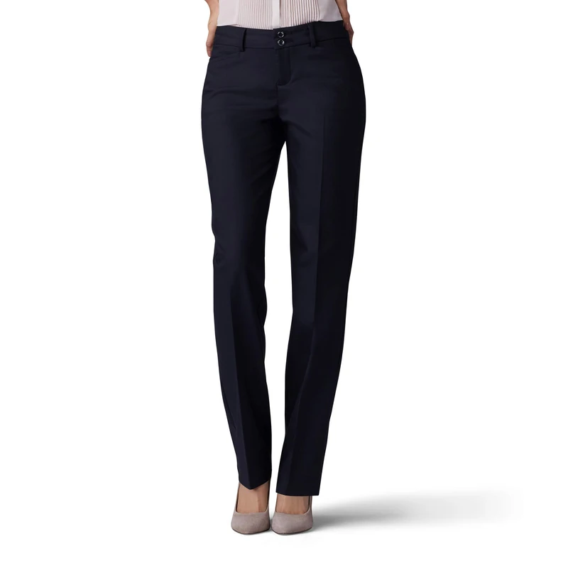 Lee Women's Secretly Shapes Regular Fit Straight Leg Pant, Black, 18 Short