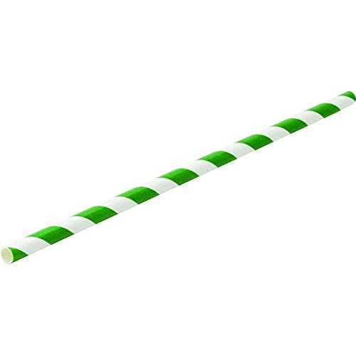 Utopia Paper Green Stripe Straw 8" 20cm, F90110-000000-B01024, Pack of 6000