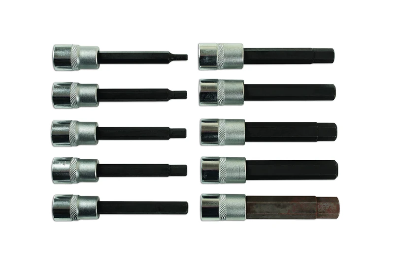 Laser 7163 Long Hex Socket Bit Set 3/8"D 10pc