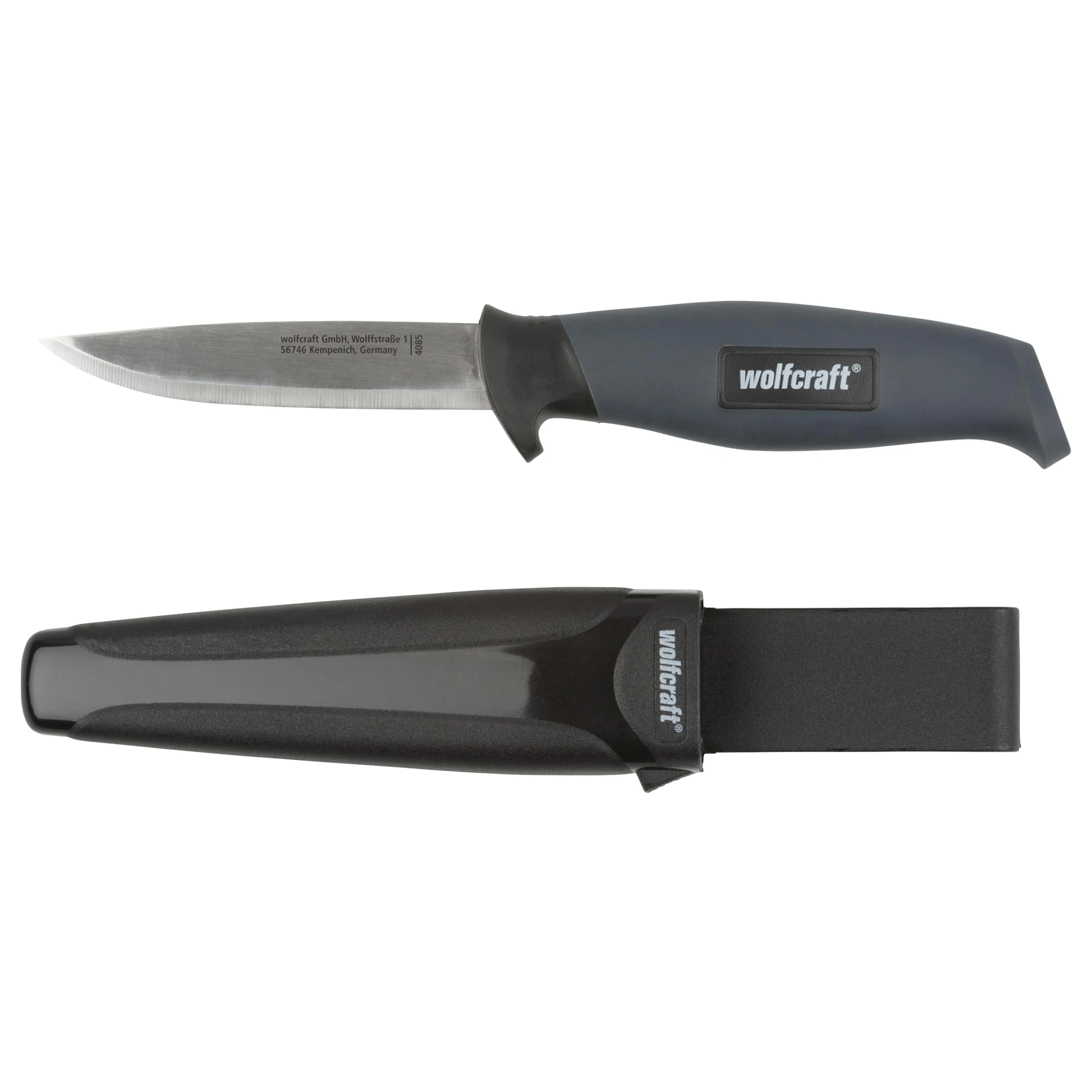 Wolfcraft Outdoor Knife with Sheath I 4085000 I Knife for hobbies, crafts and camping