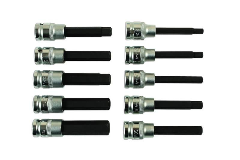 Laser 7162 Long Hex Socket Bit Set 1/2"D 10pc