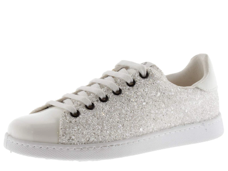 victoria Tenis Glitter Low-Top Trainers & Metallic Details & Matching Laces 112558 for Women Blanco 41