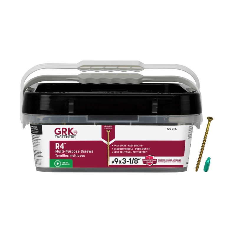 GRK 121050 R4 T-25 Multi-Purpose Framing/Decking Screws, 9 by 3-1/8", Steel, Flat