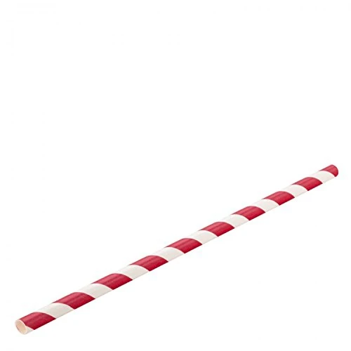 Utopia Paper Red Stripe Straw 8" 20cm, F90108-000000-B01024, Pack of 6000