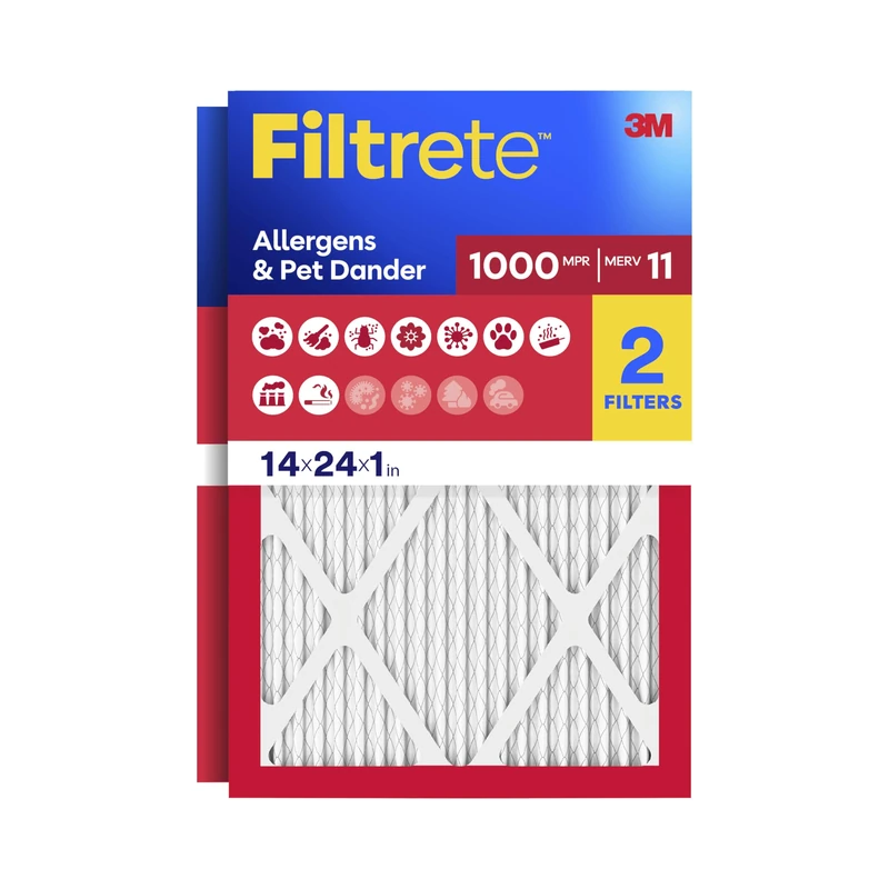 Filtrete 14x24x1, AC Furnace Air Filter, MPR 1000, Micro Allergen Defense, 2-Pack (Exact Dimensions 13.81 x 23.81 x 0.81)