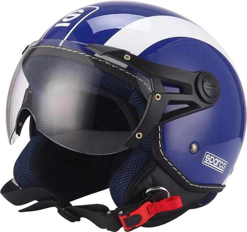 Sparco Riders Demi Jet 8966 Motorcycle Helmet, Blue, XS