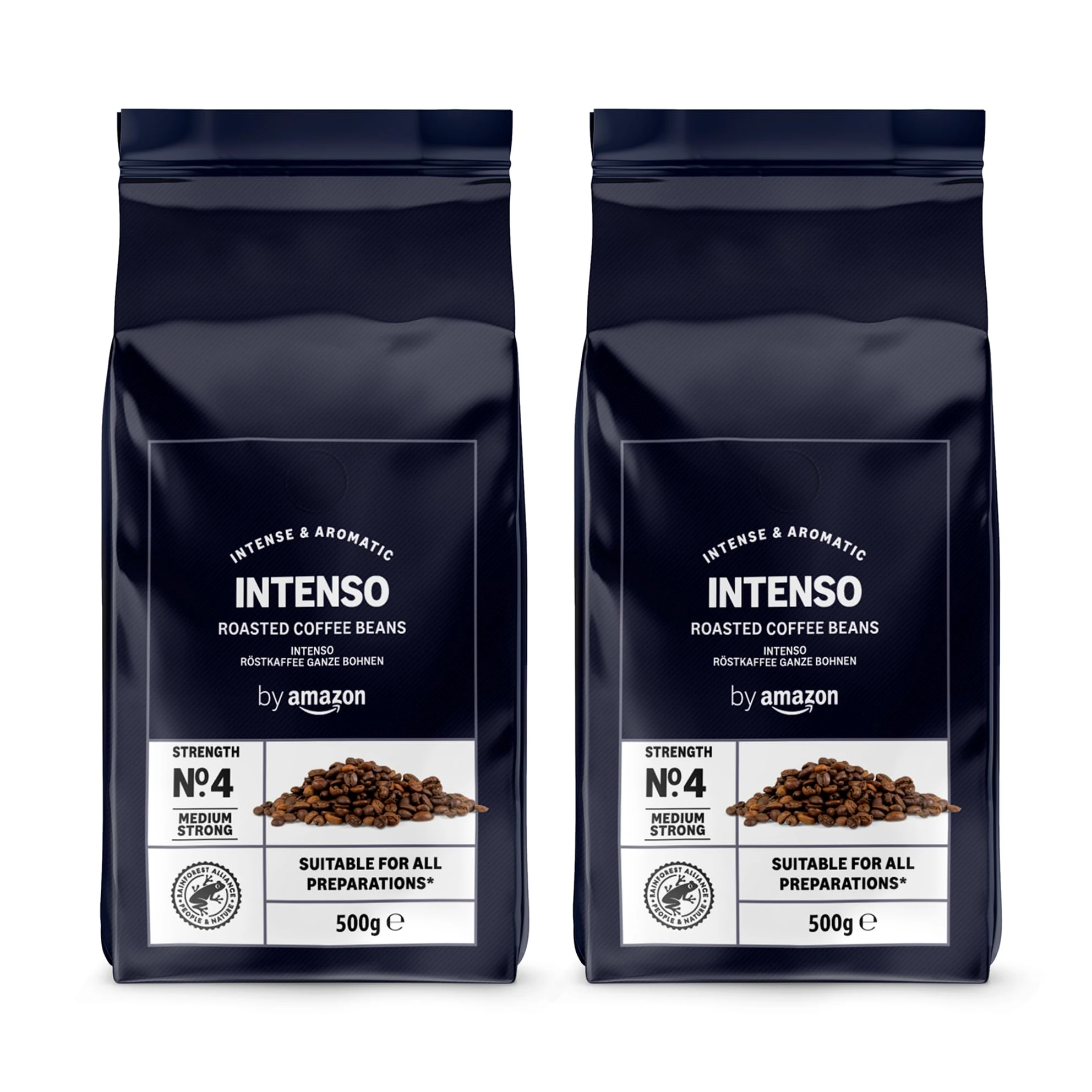 by Amazon Intenso Coffee Beans, light roast, 1kg (2 packs of 500 gms) - Rainforest Alliance Certified