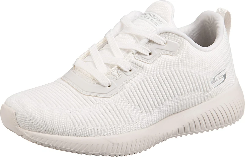 Skechers Women's Bobs Squad Tough Talk Sneakers, White Engineered Knit, 8 UK