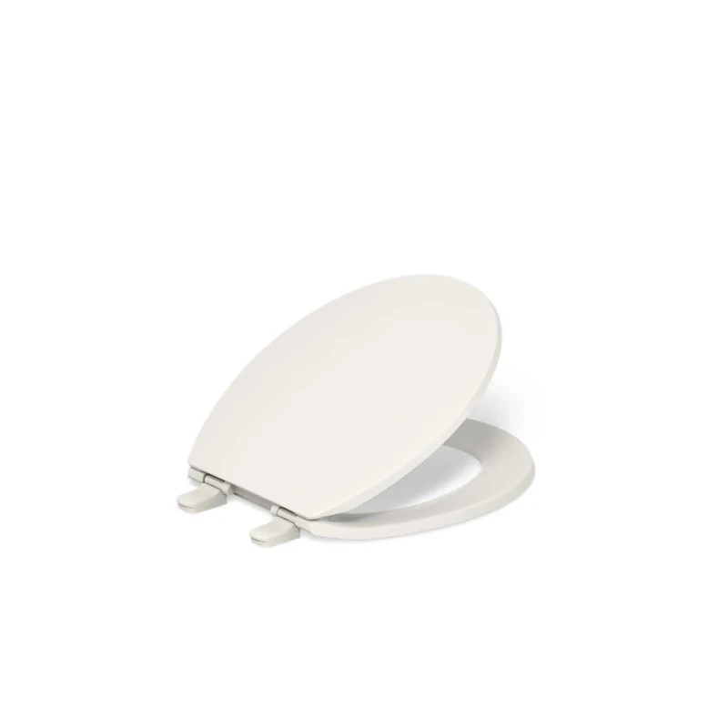 Kohler 20111-0 Brevia Round Front Toilet Grip-Tight Bumpers, Quiet-Close Seat, Quick-Attach Hardware, Biscuit
