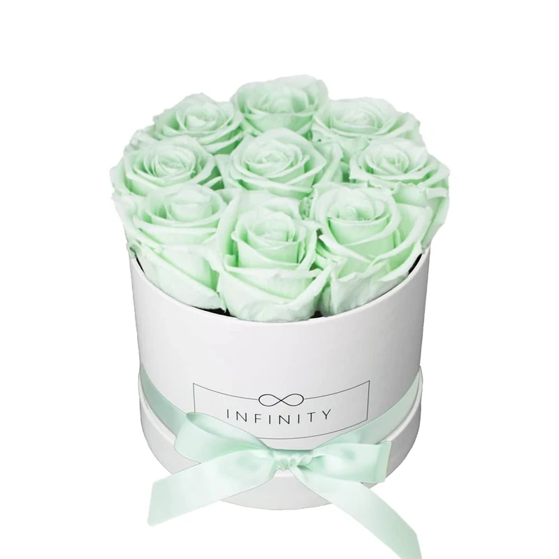 Infinity Flowerbox Medium - 9 real preserved roses - Minty Green - lasts for years without water | the perfect present