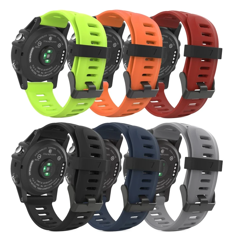 MoKo Band Compatible with Garmin Fenix 3/3 HR/5X/5X Plus/Tactix Charlie/Descent Mk1, [Pack of 6] Silicone Replacement Strap with Tools - Colorful 1