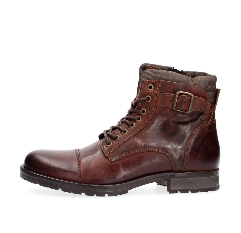 JACK & JONES Jfwalbany Leather Brown Stone Sts, Men’s Biker Boots, Brown, 8 UK (42 EU)