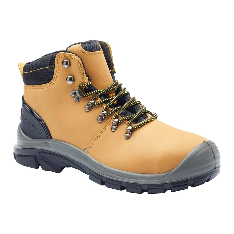 Blackrock Malvern Tan/Honey Lightweight Safety Boots, S3 Steel Toe Cap, Mens and Women, Leather Shoes, Water Resistant, Protective Steel Midsole, Anti-Slip Safety Boots - Size 12