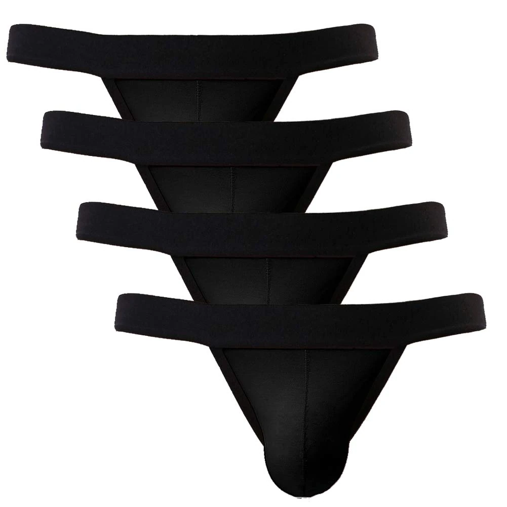 Summer Code Mens Cotton Briefs Sexy Bikini Ultra Soft Breathable Underwear, 4-pack Black, XL