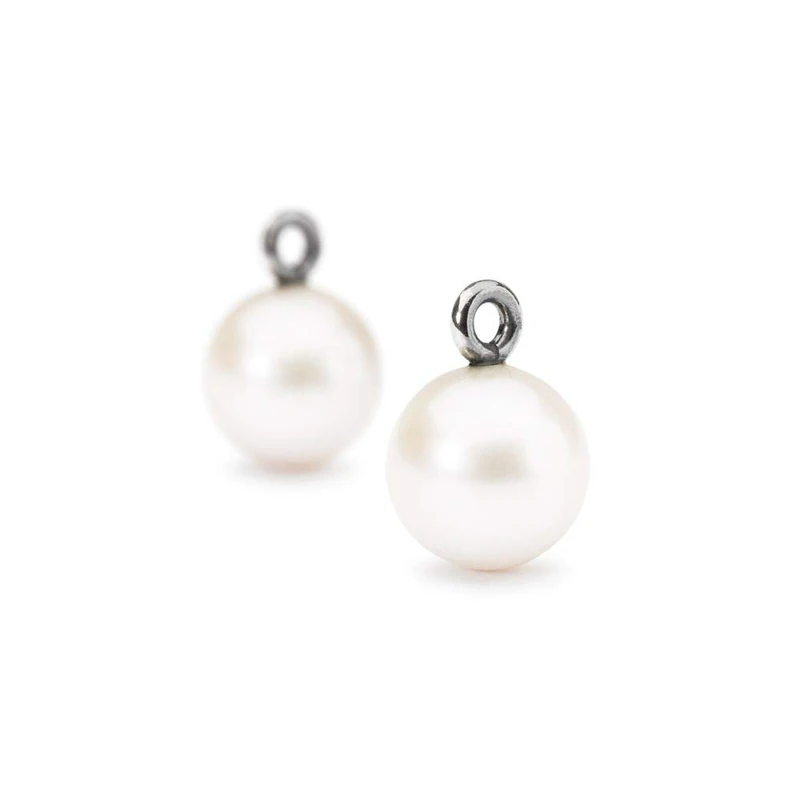 Trollbeads Silver 925 Earring White Pearl Round Drops