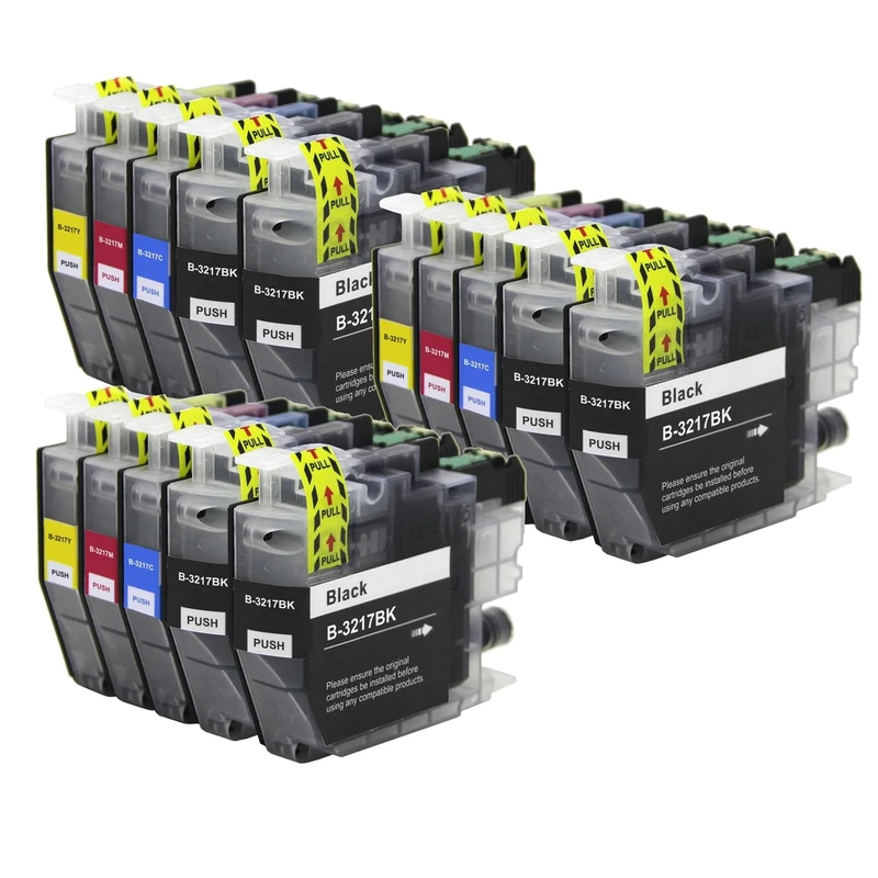 Go Inks 3 Compatible Set of 4 + Extra Black to replace Brother LC3217 + LC3217Bk Compatible/non-OEM for Brother MFC Printers (15 Inks)