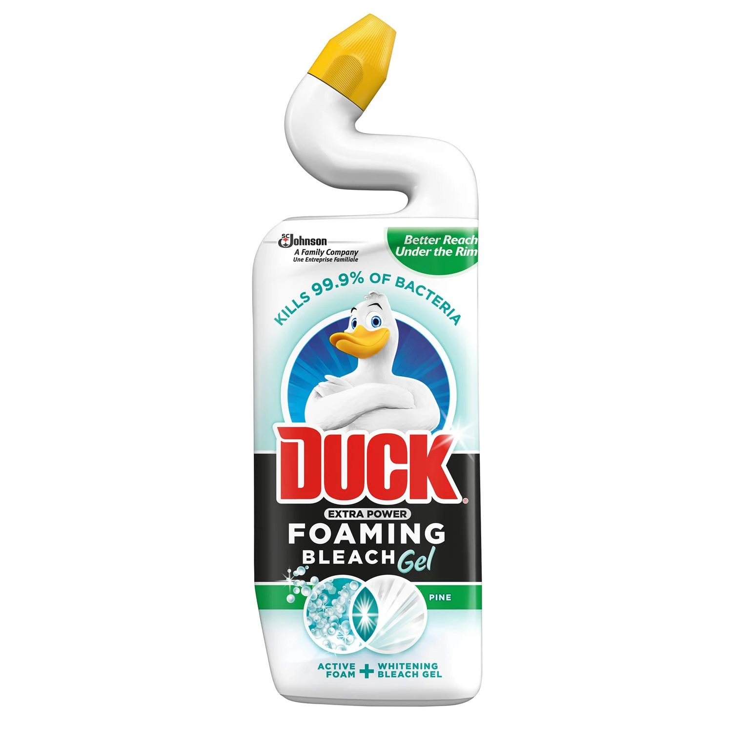 Duck Foaming Bleach Gel, Liquid Toilet Cleaner, Thick Bleach with Powerful Stain Removing Formula, Pine 750ml