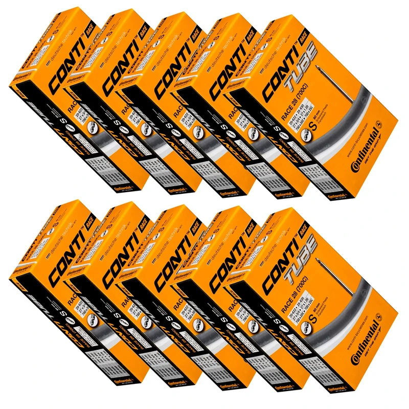 Continental Race 28 700 x 20-25c Inner Tubes - Long Presta 80mm Valve (Pack of 10),Black