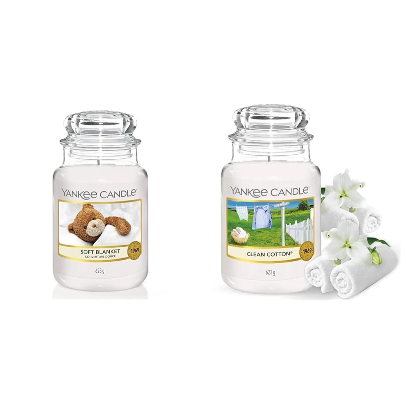 Yankee Candle Scented Candle, Soft Blanket Large Jar Candle & Scented Candle | Clean Cotton Large Jar Candle