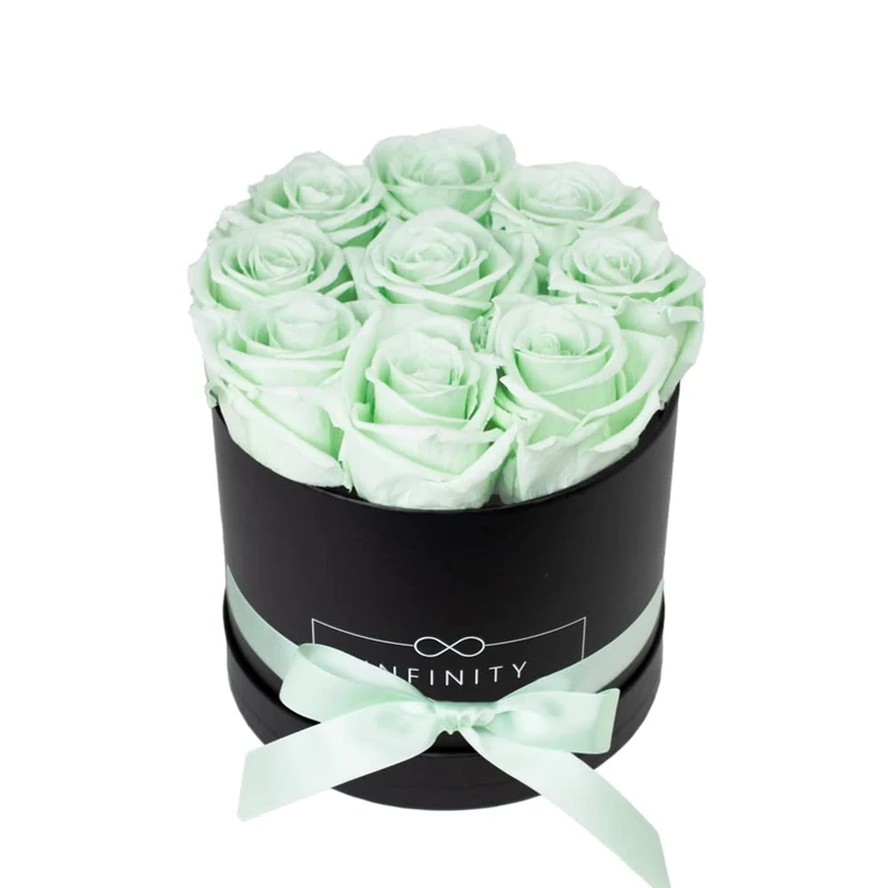 Infinity Flowerbox Medium - 9 real preserved roses - Minty Green - lasts for years without water | the perfect present