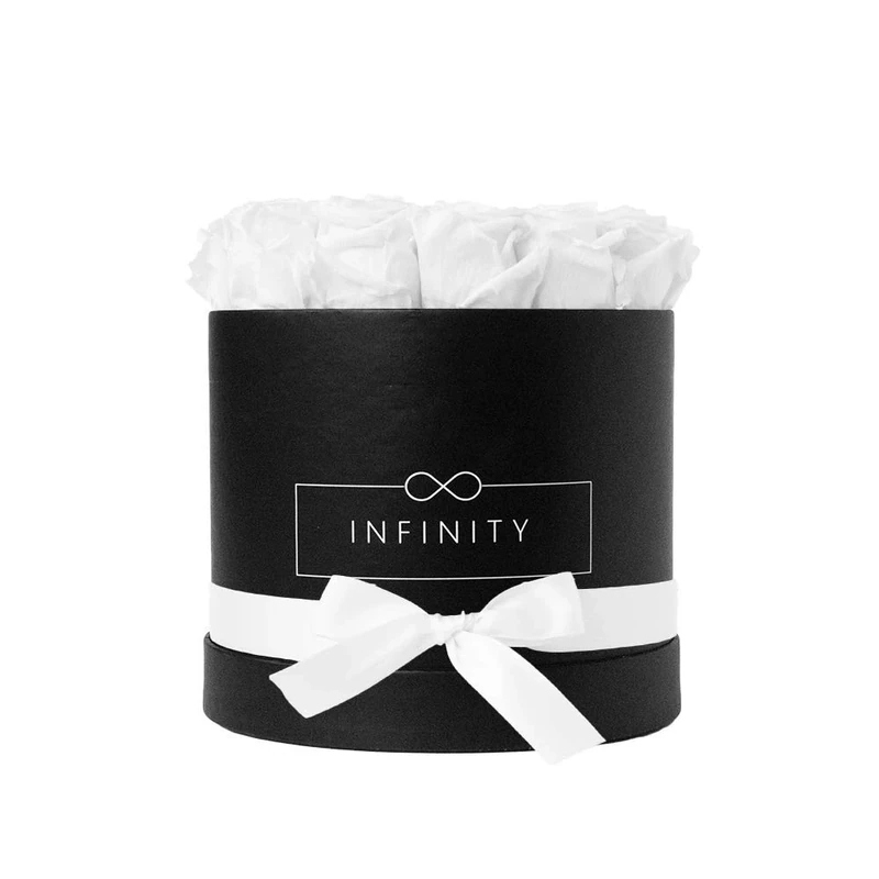 Infinity Flowerbox Large - 18 real preserved roses - Pure White - lasts for years without water | the perfect present