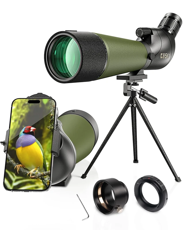 Gosky Updated Newest Spotting Scope - BAK4 Angled Scope for Target Shooting Hunting Bird Watching Wildlife Scenery （Camere adapter compatible）