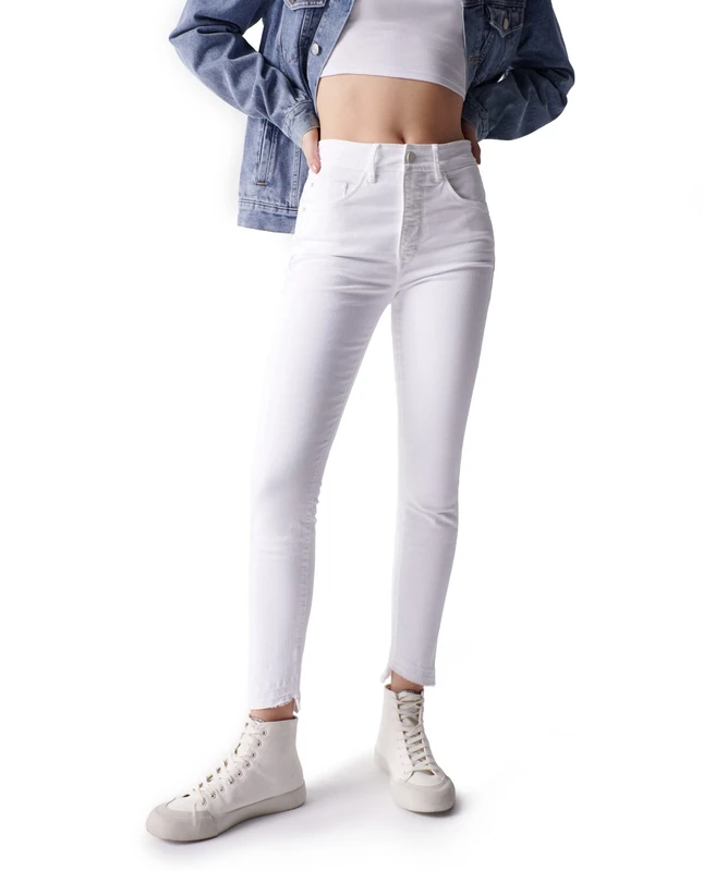 Salsa Faith Push in Cropped Jeans in Coloured Fabric White